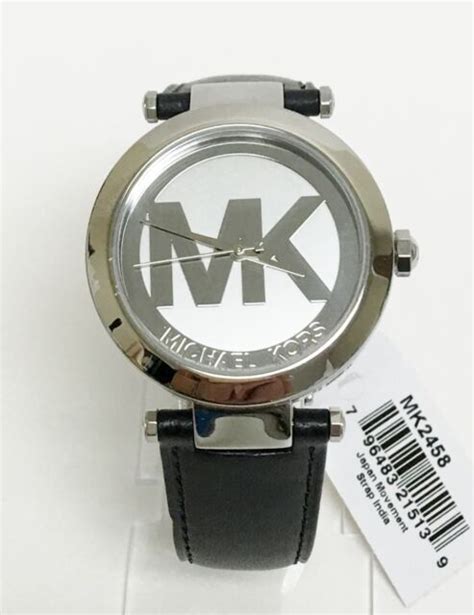 michael kors mk2458|Michael Kors Womens Silver Tone Logo Dial Leather Strap .